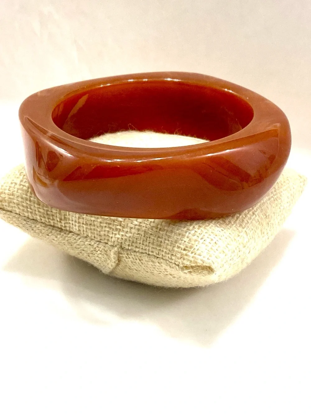 Sculpted Bangle Bracelet in Warm Amber Brown